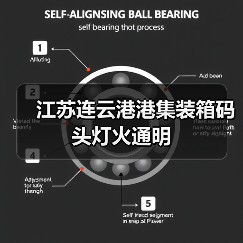 江苏连云港港集装箱码头灯火通明