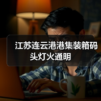 江苏连云港港集装箱码头灯火通明（图2）