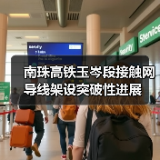 南珠高铁玉岑段接触网导线架设突破性进展